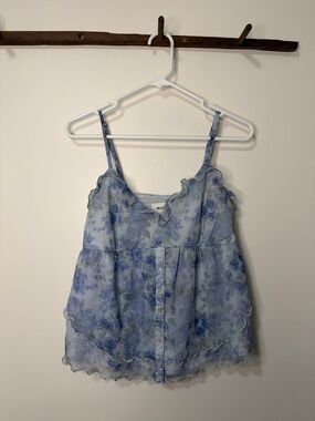 Hollister Blue Floral‎ Ruffled Camisole size Medium